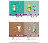 Angel Europa Cuadernos Didácticos Packs de Actividades Infantiles de Iniciación a la Escritura y Matemáticas - Formato A5, 24 Páginas (Operaciones Multiplicar y Dividir Pack de 4 Libros)