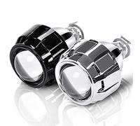 Angel Eyes, LED Angel Eye 2 unids 2.5 Pulgadas Universal BI Xenon HID Proyector Lens Silver Black Shroud H1 Xenon LED Bombilla H4 H7 Motorcycle Footlight(2xLHD Without Shroud)