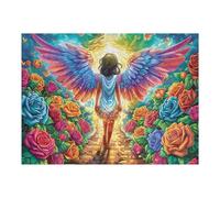Angel Floral Wings Puzzle 500 Piezas Desafío Intelectual 3D Tiempo Feliz Rompecabezas para Hombres Y Mujeres Obra De Arte Colorido Decoración Hogar 500 PCS