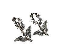 Angel Flower Silver Color Flower Hoop Women Fashionable Drop Ear Rings Ear Pendants Elegant Party Wear Jewelry