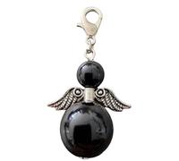 Ángel guardián ágata negra (piedra semipreciosa, colgante de bolso, llavero, ángel de la suerte, colgante de ventana, cristal de ventana, colgante de Navidad, ángel protector, fengshui, Piedra