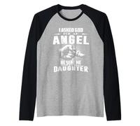 Angel He Sent Me My Daughter For Dad Funny Fathers Day Camiseta Manga Raglan