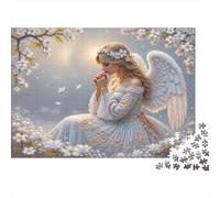 Angel in White Dress 100% Recycled Cardboard Angel & Flowers 1000 Piece Jigsaw Puzzles Adults and Children Beautiful Decoration 52x38cm/1000pcs