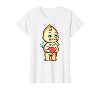 Angel Kewpie Baby Cupid Querubín Amor Tradicional Tatuaje Flash Camiseta gráfica económica, Mujer, Blanco, L