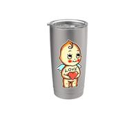 Angel Kewpie Baby Cupid Querubín Amor Tradicional Tatuaje Flash Vaso térmico de acero inoxidable de doble pared