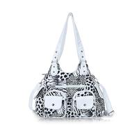 Angel Kiss Bolso hobo bandolera para mujer, piel sintética suave, Negro-blanco