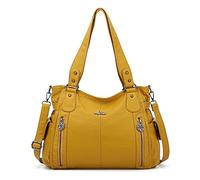 Angel Kiss Bolso para mujer, asa superior, hobo, espacioso, informal, bandolera, poliuretano, tote, cartera, Amarillo, Large