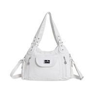Angel Kiss Bolsos de hombro para mujer de cuero lavado, bolso de mano con múltiples bolsillos, 87#blanco