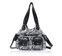 Angel Kiss Bolsos de mano para mujer, bolso grande de piel sintética suave, con múltiples bolsillos, bolso de hombro con asa superior, B-Negro