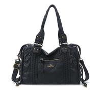 Angel Kiss Hobo Bags - Bolso de mano para mujer, de cuero vegano, bolso grande de hombro, Negro -