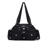 Angel Kiss Hobo - Bolsos cruzados para mujer, bolso de hombro, multibolsillo, suave, correa extraíble, bolsos de cuero, 1-1Negro