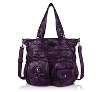 Angel Kiss Hobo bolsos para las mujeres suave pu cuero hombro bolso grande mujeres Hobo monederos moda asa superior Satchel, púrpura (D.Purple), Talla única
