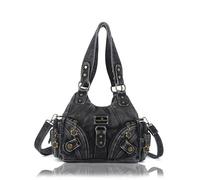 Angel Kiss Monederos para mujer, pequeños bolsos de hombro de cuero Vagen con múltiples bolsillos con cremallera, Negro Retro