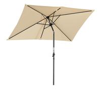 Angel Living 2.1x1.4M Sombrilla de Jardín, Parasol de Acero y Poliéster, Parasol Inclinado con Manivela, Mástil Acero 38mm, para Jardín, Terraza, Balcón (Beige)