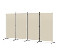 Angel Living Biombo Grande de 4 Paneles, Decoración Elegante, Separador de Ambientes Plegable, Divisor de Habitaciones, 324x169 cm (Beige)