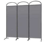 Angel Living Biombo Separador de 3 Paneles con el Techo y la Base de la Forma Curva, Decoración Elegante, Separador de Ambientes Plegable, Divisor de Habitaciones, 168 x 182 cm (Gris)