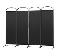 Angel Living Biombo Separador de 4 Paneles con el Techo y la Base en la Forma Curv, Decoración Elegante, Separador de Ambientes Plegable, Divisor de Habitación, 224x182 cm (Negro)