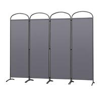 Angel Living Biombo Separador de 4 Paneles con el Techo y la Base en la Forma Curv, Decoración Elegante, Separador de Ambientes Plegable, Divisor de Habitación, 224x182 cm (Gris)