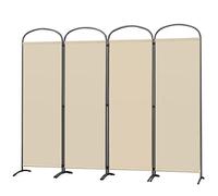 Angel Living Biombo Separador de 4 Paneles con el Techo y la Base en la Forma Curv, Decoración Elegante, Separador de Ambientes Plegable, Divisor de Habitación, 224x182 cm (Beige)