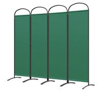 Angel Living Biombo Separador de 4 Paneles con el Techo y la Base en la Forma Curv, Decoración Elegante, Separador de Ambientes Plegable, Divisor de Habitación, 224x182 cm (Verde)