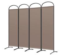 Angel Living Biombo Separador de 4 Paneles con el Techo y la Base en la Forma Curv, Decoración Elegante, Separador de Ambientes Plegable, Divisor de Habitación, 224x182 cm (Marrón)