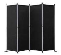 Angel Living Biombo Separador de 4 Paneles, Decoración Elegante, Separador de Ambientes Plegable, Divisor de Habitaciones, 224x165 cm (Negro)