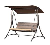 Angel Living Columpio con 3 Asientos de Jardín 159T, Balancín con 3 Plazas con un Techo y la Silla de Ratán Tejido, 170x110x153cm (Gris)