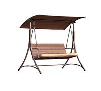 Angel Living Columpio de jardín 159T, Balancín con el Techo de Marrón y la Silla de Ratán Tejido, 170x110x153cm (3 Plazas)
