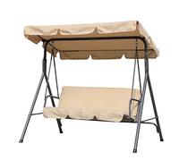 Angel Living Columpio de Jardín de Metal con Parasol Balancín de 3 Asientos con Cojín y Techo Ajustable para Terrza Balcón Exterior Acero Máx. 240kg - 169x110x151cm (Beige)