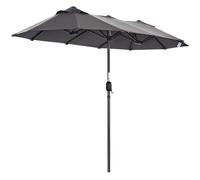 Angel Living Doble Sombrilla de Mercado 297 x 153 cm, Sombrilla de Jardín Protección contra Solar UV50+, Parasol para Jadín, Patio, Terraza (Gris)