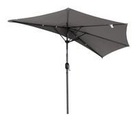 Angel Living Half Circular Parasol, Sombrilla Semicircular 250cm de Acero, Mástil Central de Acero de 38 mm, Para Jardín Patio (Gris)