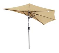 Angel Living Half Circular Parasol, Sombrilla Semicircular 270cm de Acero, Mástil Central de Acero de 38 mm, Para Jardín Patio (Beige)