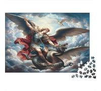 Ángel luchando contra el dragón Puzzles 1000 Piezas Papel Reciclado para Adultos Puzzle para Adultos Juego desafiante Excelente Idea de Regalo para relajación para Hombres y Mujeres 38x26cm/1000pcs