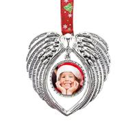 Angel Memorial Photo Frame de Navidad | "Una pieza de está en el cielo" Keepsake | Diseño de alas de ángel para la pérdida de los amantes | Decoración de árboles de homenaje navideño