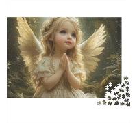 Ángel Niña Orando Rompecabezas Difícil 1000 Piezas Adultos Querubín Alas Oración Premium Grueso Resistente Vibrante Desafiante Alivio de Estrés 38x26cm/1000pcs