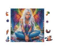 Angel Niña with Arcoíris Wings Rompecabezas 100 Piezas Cartón para Expertos Mejora Memoria Actividad Tiempo Libre Pack Completo Original 28x28cm