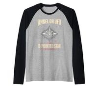 Ángel o OVNI 8 Estrellas Puntiagudas desclasificado UAP Ezequiel Wheel Camiseta Manga Raglan