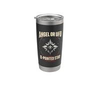 Ángel o OVNI 8 estrellas puntiagudas desclasificado UAP Ezequiel Wheel Vaso térmico de acero inoxidable de doble pared