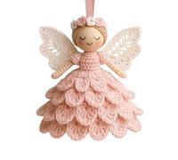 Angel Ornaments - Handmade Crochet Angel for Men Women Children Boys Girls Beginners | Soft Yarn with Cute Wings and Halo, Christmas Birthday Holiday Home Tree Decorations Craft Kit, 15cm Blue Pink