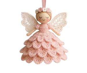 Angel Ornaments - Handmade Crochet Angel for Men Women Children Boys Girls Beginners | Soft Yarn with Cute Wings and Halo, Christmas Birthday Holiday Home Tree Decorations Craft Kit, 15cm Blue Pink