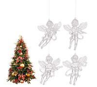 Ángel para árbol de Navidad, 4 adornos acrílicos para árbol de Navidad, 9 cm/2,9 pulgadas, para Navidad, fiestas, decoración interior del coche, vacaciones