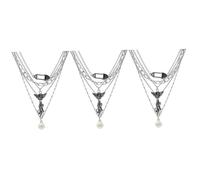 Angel Portrait Macrame Vintage Dainty Trendy Necklaces Delicate Necklace Retro Clavicle Chain Pearl Decor Alloy (Iron) Silver