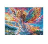 Ángel Rainbow Wings Puzzles 300 Piezas Obra De Arte Decorativa Tiempo Feliz Rompecabezas Familiar para Adultos DIY Creativo Aliviar Estrés Portátil 300 PCS