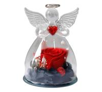 Angel rosee Flower Gift - Glass Angel with Preserved rosee | Rosas eternas en Angel Figurine, Romantic Gift for Women, Perfect para Navidad, Boda, Aniversario, cumpleaños y Acción de Gracias.