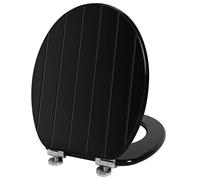 Angel Shield Asiento de inodoro de madera negra, antibacteriano, con bisagras ajustables, no se desliza para el baño, con cierre suave y liberación rápida para una fácil limpieza y montaje (cierre