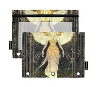 Angel Tarot - Estuche de tela con 3 anillos dorados para suministros de papelería de oficina
