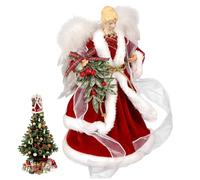 Angel Tree Topper 8 Pulgadas Red Rojo Figuras de ángel de Navidad para Decoraciones de Vacaciones en casa Ornamento de Invierno