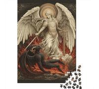 Angel Vs. Demon Spiritual Battle Art Print Puzzle Imposible,desafío for Adults Juego Educativo 1000 Piezas Obra De Arte De Juego De para Adultos Y Niños 70x50cm/1000pcs