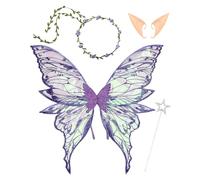Angel Wing Costume - Butterfly Set, Floral , Wand Accessory, Light & Comfortable Design Feature, Fairy Princess Role Play Outfit Creative Dress Up Ensemble | Cosplay Birthday Party Stage Event