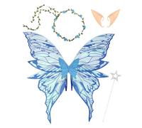 Angel Wing Costume - Butterfly Set, Floral , Wand Accessory, Light & Comfortable Design Feature, Fairy Princess Role Play Outfit Creative Dress Up Ensemble | Cosplay Birthday Party Stage Event